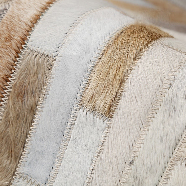 Beige and Cream Round Patchwork Hide Rug - Staunton and Henry