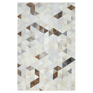 Cream and Fawn Triangle Patchwork Hide Rug - Staunton and Henry