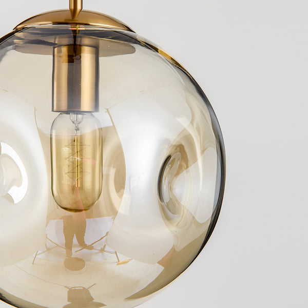 Modern Brass Pendant With Dimpled Glass Shade - Staunton and Henry