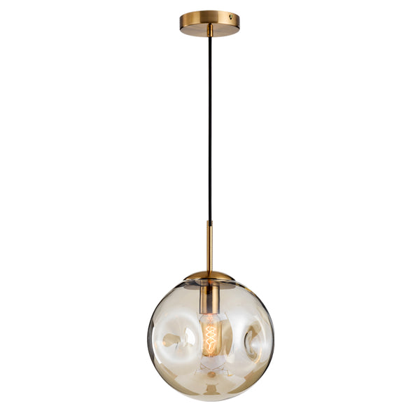 Modern Brass Pendant With Dimpled Glass Shade - Staunton and Henry