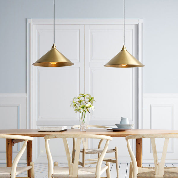 Matt Brass Conical Pendant Light - Staunton and Henry