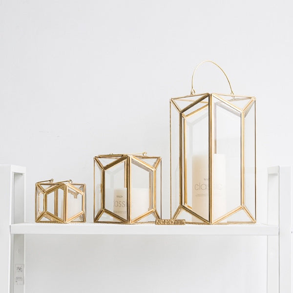 Modern Gold and Glass Geometric Lantern - Staunton and Henry