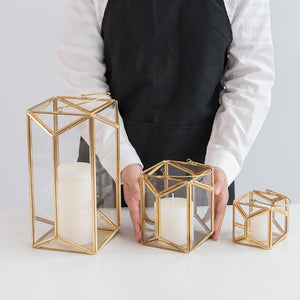 Modern Gold and Glass Geometric Lantern - Staunton and Henry