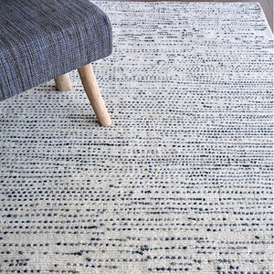 Aroica White and Blue Wool Rug - Staunton and Henry