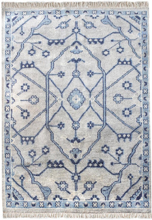 Aziz Blue and White Wool Rug - Staunton and Henry