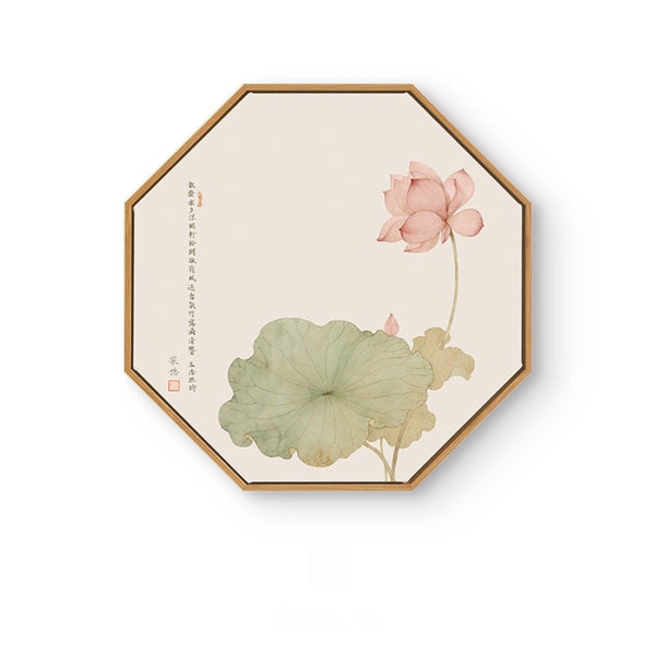 Oriental Hexagon Wall Art With Wood Frame - Staunton and Henry