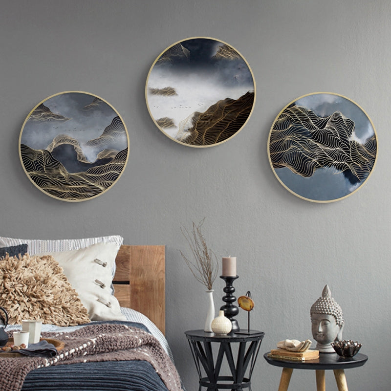 Luxury Aluminum Mountain and Water Round Frame Abstract Landscape Crystal  Porcelain Painting Wall Art Painting - China Home Pictures and Art Painting  price