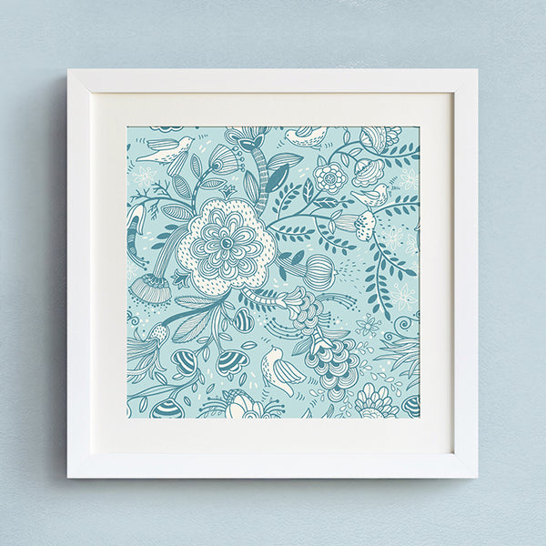 Blue Floral Wall Art With Frame - Staunton and Henry