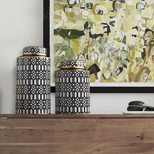 Round Black and White Urn Vase SALE - Staunton and Henry