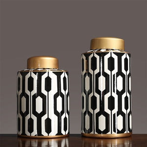 Round Black and White Urn Vase - Staunton and Henry