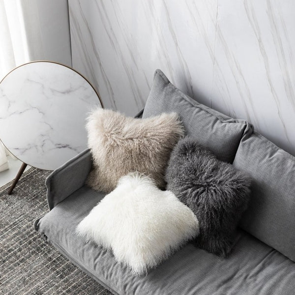 Plush Tibetan Wool Sheepskin Throw Cushion - Staunton and Henry