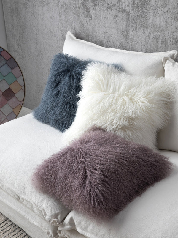 Plush Tibetan Wool Sheepskin Throw Cushion - Staunton and Henry