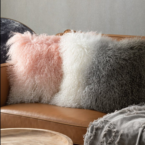 Plush Tibetan Wool Sheepskin Throw Cushion - Staunton and Henry