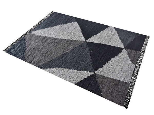 Raphael Black and Grey Woven Leather Rug - Staunton and Henry