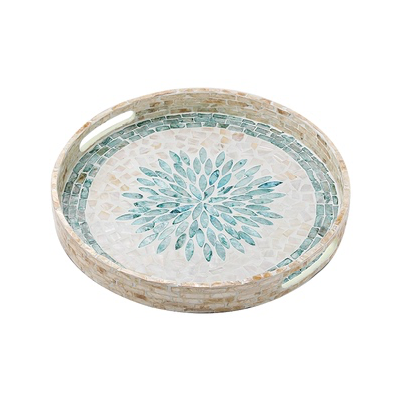 Mother of Pearl Floral Round Tray - Staunton and Henry