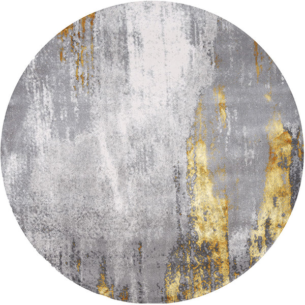 Abstract Gold and Grey Round Rug - Staunton and Henry