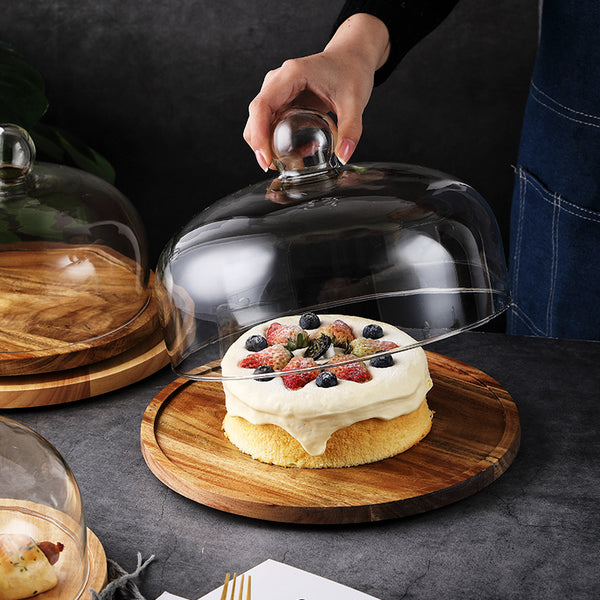 Wooden Cake Plate With Dome - Staunton and Henry