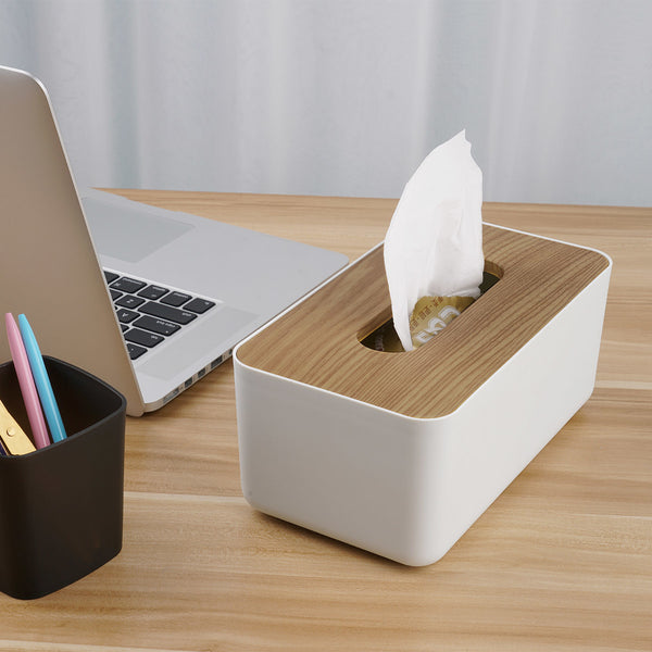 Modern Wood and White Tissue Box - Staunton and Henry