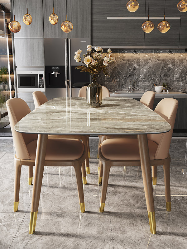 Evoke Gray Marble Pattern Dining Table - Staunton and Henry