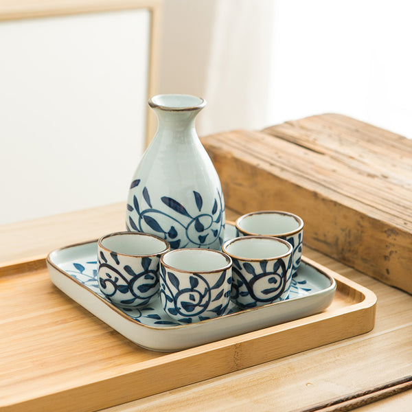 Akari Blue and White Japanese Sake Set - Staunton and Henry