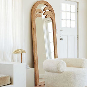 Palm Leaves Rattan Frame Standing Mirror - Staunton and Henry