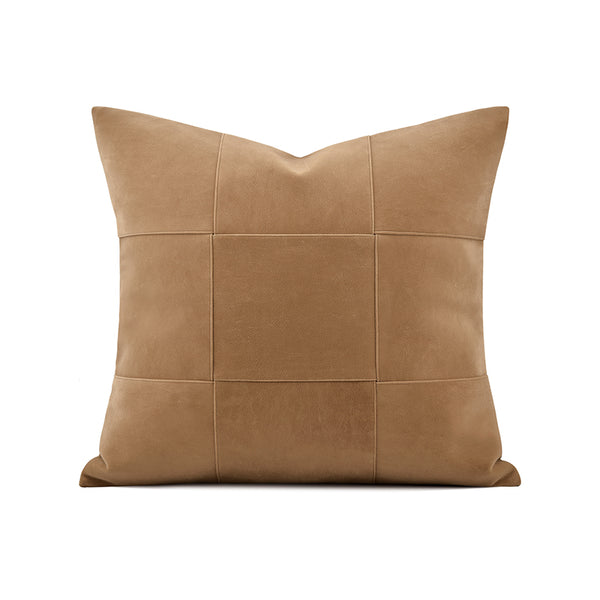 Faux Leather Khaki Throw Cushion - Staunton and Henry
