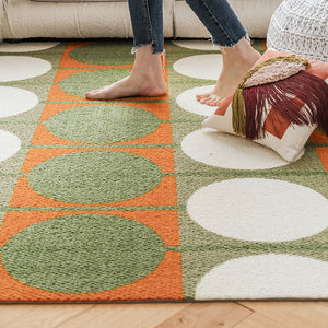 Austin Retro Circle Green and Orange Wool Rug - Staunton and Henry
