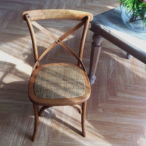 Solid Wood & Rattan Country Chair - Vintage Finish - Staunton and Henry