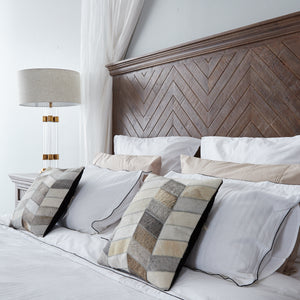 Cream and Grey Cowhide Throw Cushion - Staunton and Henry