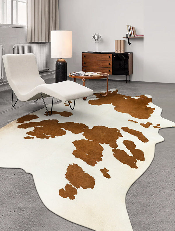 Premium White with Brown Spots Faux Cowhide Rug - Staunton and Henry