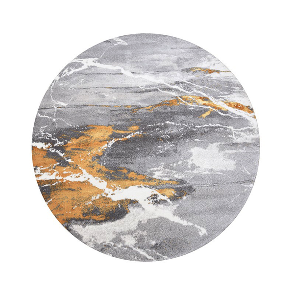 Abstract Gold and Grey Round Rug - Staunton and Henry