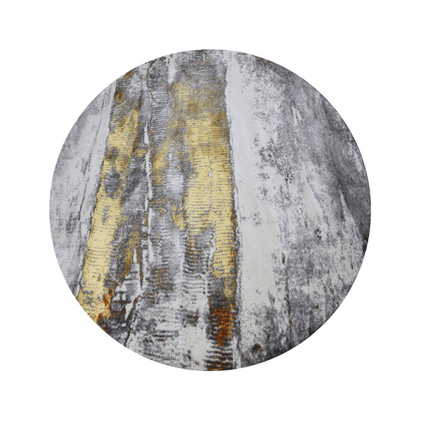 Abstract Gold and Grey Round Rug - Staunton and Henry