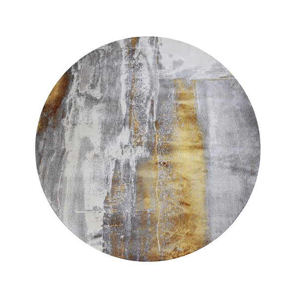 Abstract Gold and Grey Round Rug - Staunton and Henry