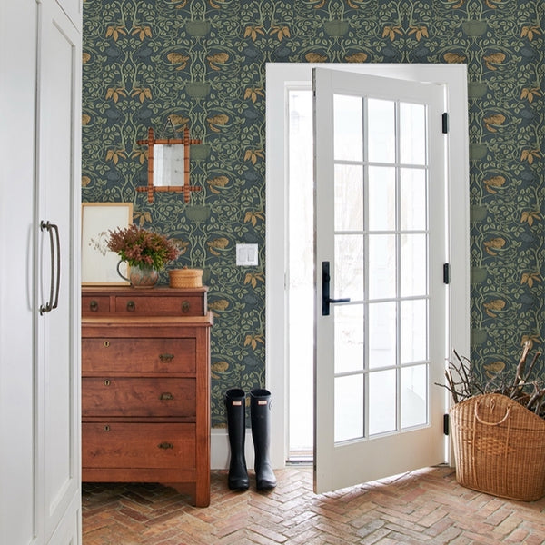 Orange and Green Floral Wall Mural - Staunton and Henry