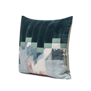 Abstract Teal and Beige Throw Cushion - Staunton and Henry