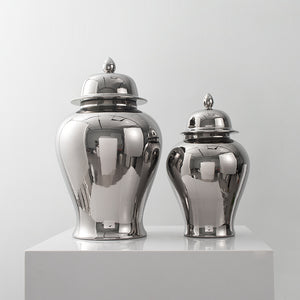 Silver Ceramic Chinese Urn - Staunton and Henry