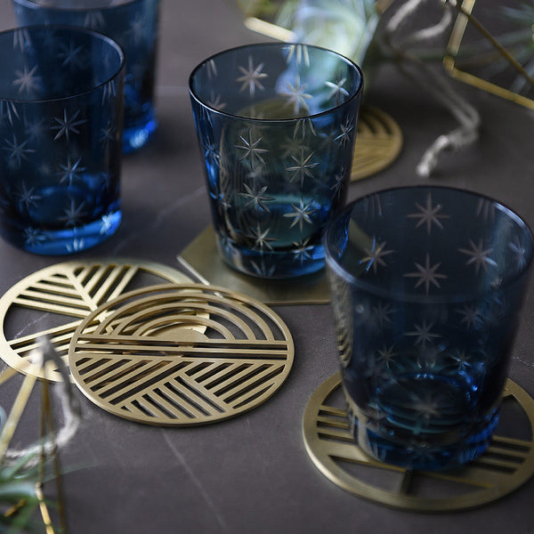 Geometric Brass Coasters - Set of 5 - Staunton and Henry