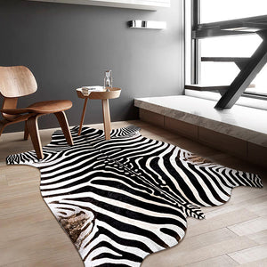 Premium Zebra Print White Faux Cowhide Rug - Staunton and Henry