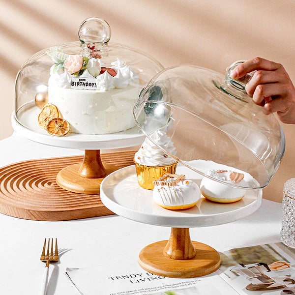 Wooden Cake Plate With Dome - Staunton and Henry