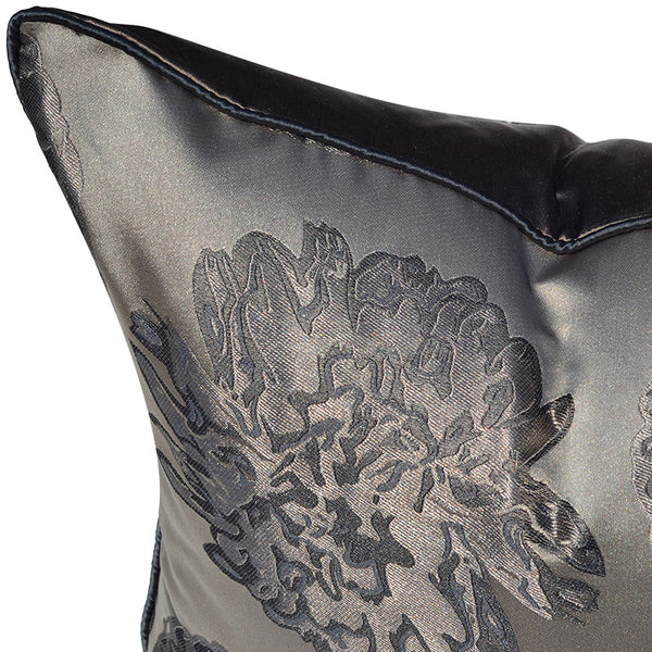 Floral Embroidered Satin Throw Cushion - Staunton and Henry