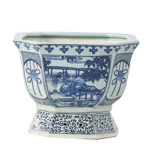 Blue and White Chinese Ceramic Plant Pot - Staunton and Henry