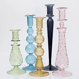 Modern Vintage Glass Candlestick Holders - Staunton and Henry