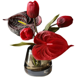 Faux Flower Bouquet with Glass Vase - Staunton and Henry