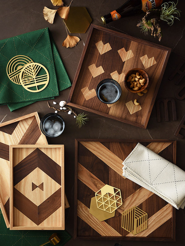 Geometric Brass Coasters - Set of 5 - Staunton and Henry