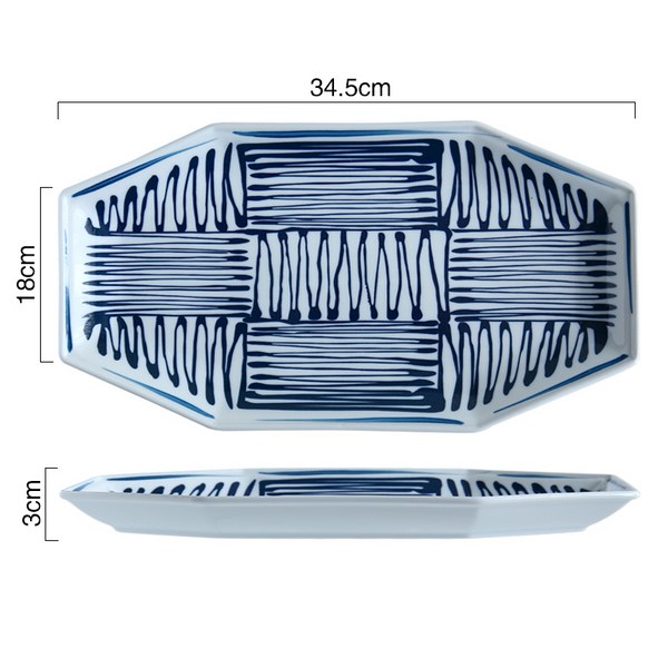 Modern Oriental Blue and White Serving Dish - Staunton and Henry