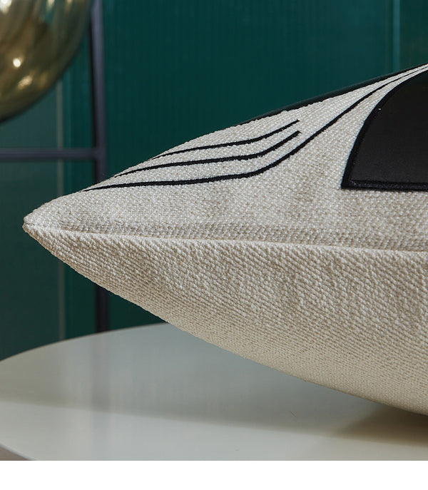 Modern Applique Leather Black and White Throw Cushion - Staunton and Henry