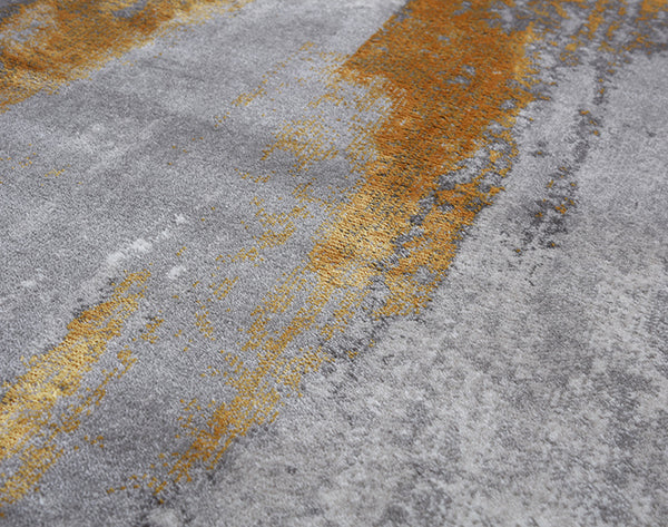 Abstract Gold and Grey Round Rug - Staunton and Henry