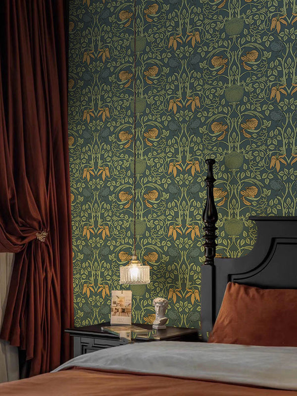 Orange and Green Floral Wall Mural - Staunton and Henry