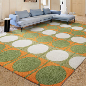 Austin Retro Circle Green and Orange Wool Rug - Staunton and Henry