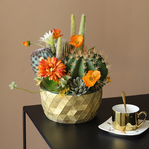 Potted Faux Cactus and Succulent Flower Arrangement - Staunton and Henry